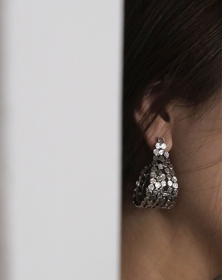 Silver-tone hand-hammered earrings