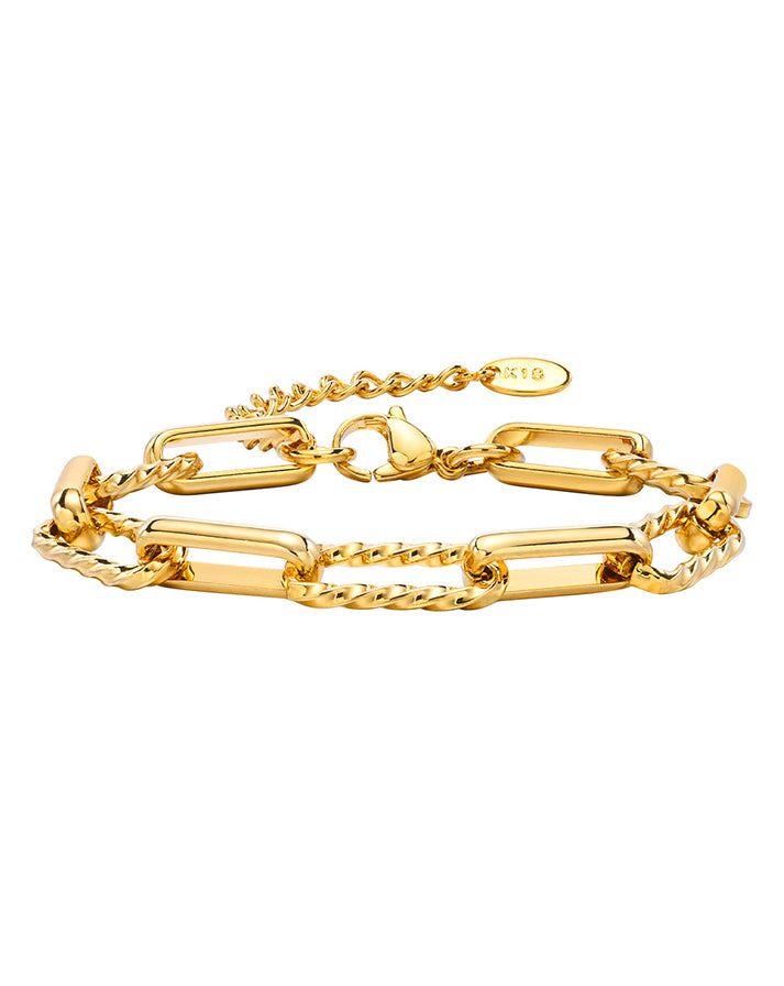 Gold Stainless Steel Paper Clip Bracelet