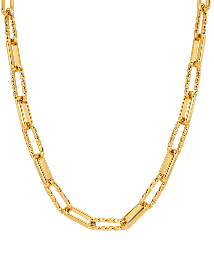 Gold Stainless Steel Paperclip Necklace