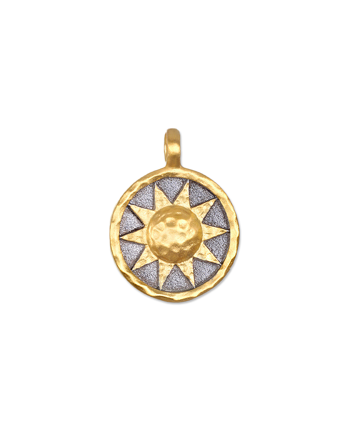 Golden Sun Gunmetal Charm Pendant Necklace