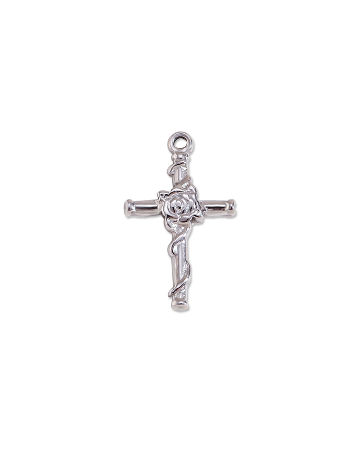 Rose Cross Of Metal Pendant