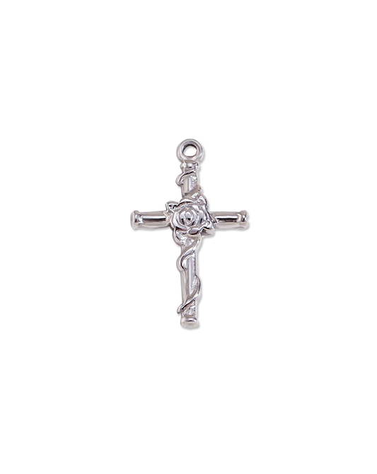 Rose Cross Of Metal Pendant