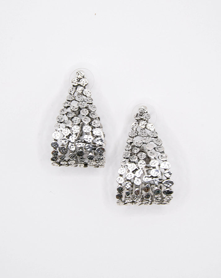 Silver-tone hand-hammered earrings