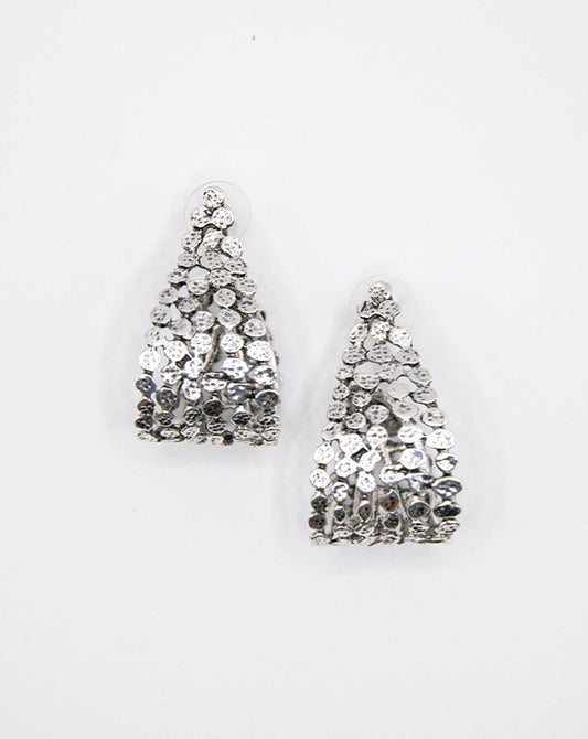 Silver-tone hand-hammered earrings