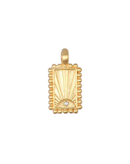 Sunburst Rectangle Charm Pendant Necklace